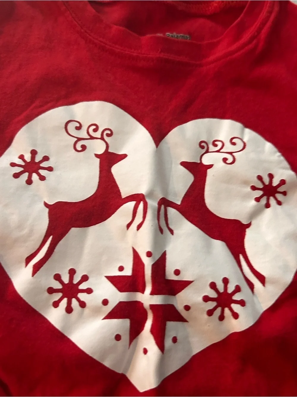 Little Pajama Kids Red Holiday Reindeer Pajama Set Heart Graphic.Cotton Size 7